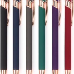 6 Pack Ballpoint Pen 2-in-1 Stylus Retractable Ballpoint Pen with Stylus tip, Metal Stylus Pen for Touch Screens, 1.0 mm Black Ink, 6