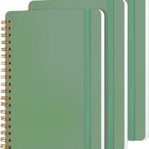 3 PCS Small Spiral Notebook 5x7, Notebooks for Note Taking, Green Spiral Journal Notebook, Work Notebook Small Notebooks 5x7 with Strap, Cute Notebooks for Women 70 Sheets/Note Books