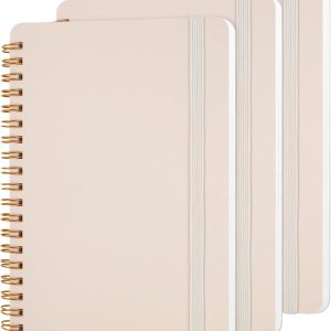 3 PCS Small Spiral Notebook 5x7, Notebooks for Note Taking, Beige Spiral Journal Notebook, Work Notebook Small Notebooks 5x7 with Strap, Cute Notebooks for Women 70 Sheets/Note Books
