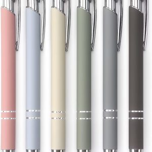 Ballpoint Pen 2-in-1 Stylus Retractable Ballpoint Pen with Stylus tip, Metal Stylus Pen for Touch Screens, 1.0 mm Black Ink (Pastel Color) 6 Pack