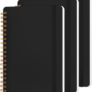 3 PCS Small Spiral Notebook 5x7, Notebooks for Note Taking, Black Spiral Journal Notebook, Work Notebook Small Notebooks 5x7 with Strap, Cute Notebooks for Women 70 Sheets/Note Books