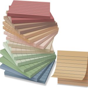 (16 Pack) Lined Sticky Notes 3x3 in Ruled Stickies Super Sticking Power Memo Pads Vintage Colors