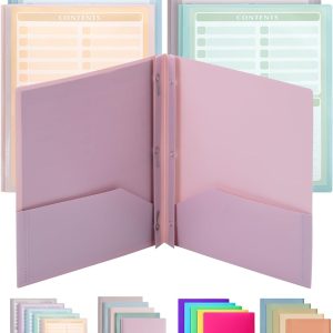 - Plastic Folders with Clear Front Pocket, 5 pcs, Pastel Colors, File Folders with Fasteners for Documents
