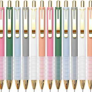 Ballpoint Pens Black Medium Point 1mm with Super Soft Grip Ball Point Pen for Men Women Retractable(gold-18 pcs)
