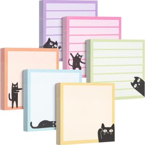 - Sticky Notes, 3" x 3", 6 Pads, 480 Sheets, Black Cat Sticky Notes, Cat Notepad, Sticky Note Set