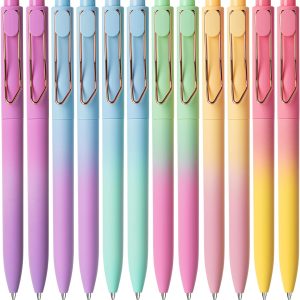 - Ballpoint Pens, 12 Pack, Gradient Color Barrels, Black Ink, Cute Ballpoint Pens Black Ink, Cute Pens for Journaling