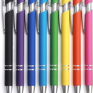 8 Pack Ballpoint Pen 2-in-1 Stylus Retractable Ballpoint Pen with Stylus tip, Metal Stylus Pen for Touch Screens, 1.0 mm Black Ink