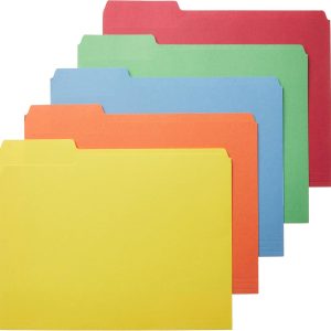 File Folders with Tabs for Filing, , Sturdy, Letter Size, Assorted Colors (100 Pack)