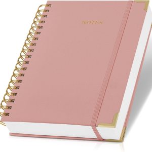 Aesthetic Thick Spiral Notebook Journal For Women in B5 Format - Stylish Linen Hardcover College Ruled Note Book w 300 Lined Pages - Cute Supplies For Bible Study & Staying Organized at Work or School