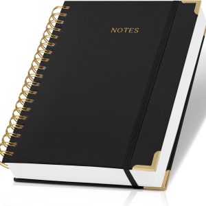 Aesthetic Thick Spiral Notebook Journal For Women in B5 Format - Stylish Linen Hardcover College Ruled Note Book w 300 Lined Pages - Cute Supplies For Bible Study & Staying Organized at Work or School
